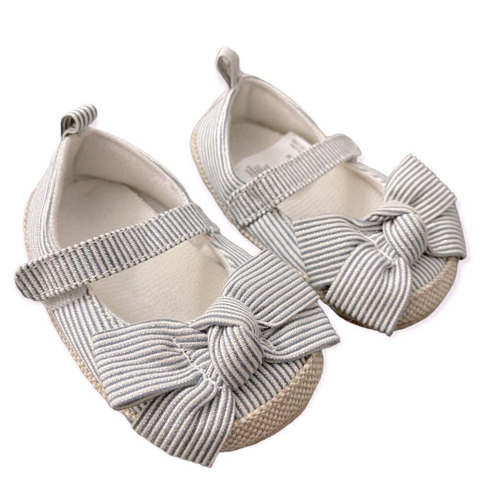 Target Baby Girl’s Striped Seersucker Bow Detail Slipper Crib Shoes 6-9 Months